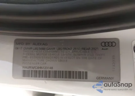 2017 Audi S6 4.0T Premium Plus z USA, uszkodzony, nr VIN WAUFFAFC4HN123148